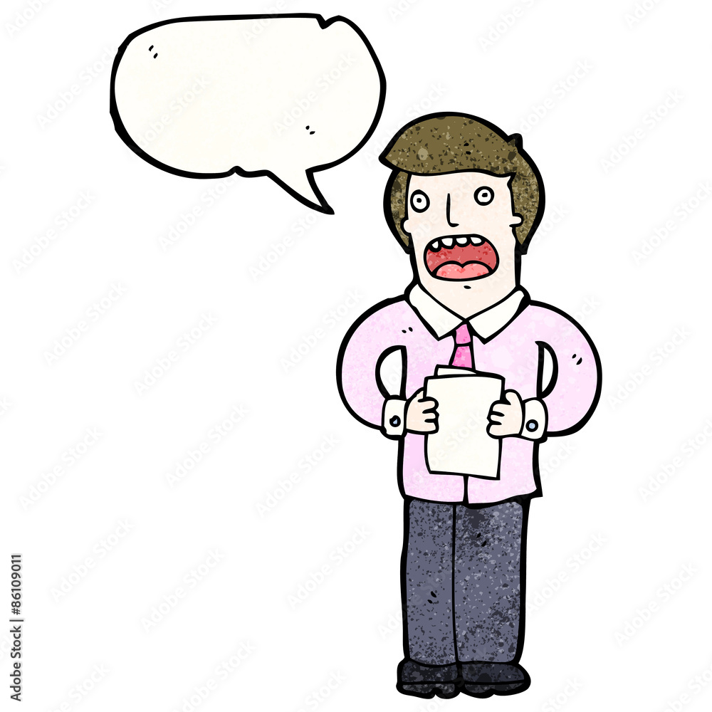 cartoon man reading speech from notes cartoon man reading speech from notes