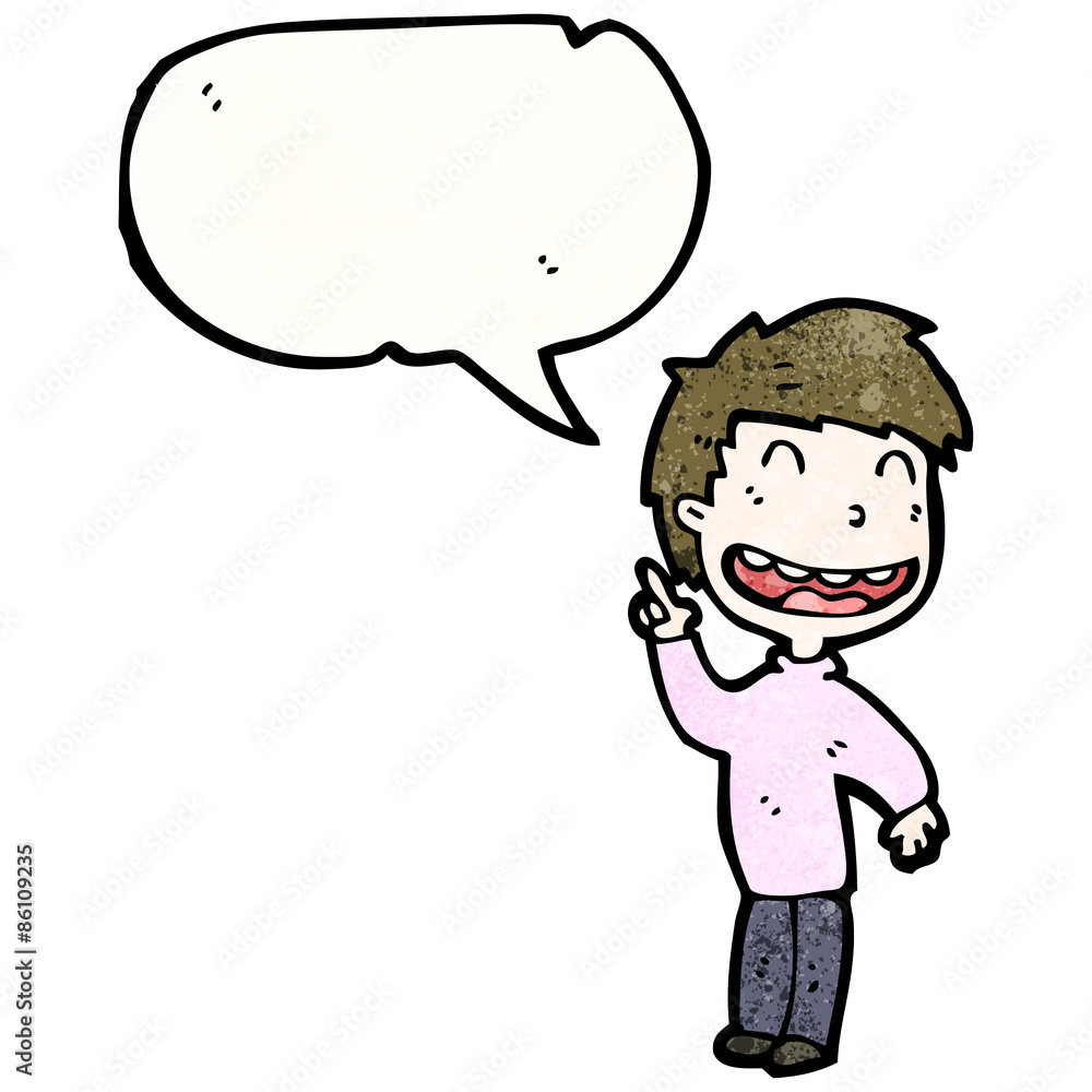 cartoon grinning boy with speech bubble cartoon grinning boy with speech bubble