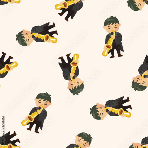 character musician trumpeter ,seamless pattern