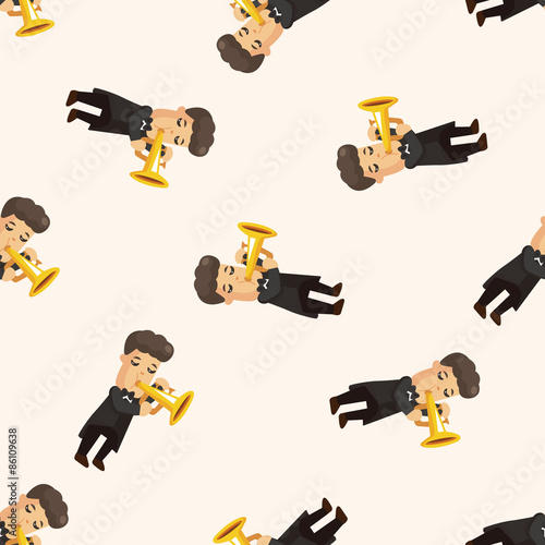 character musician trumpeter ,seamless pattern