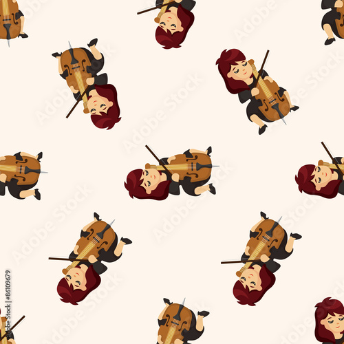 character musician cellist ,seamless pattern