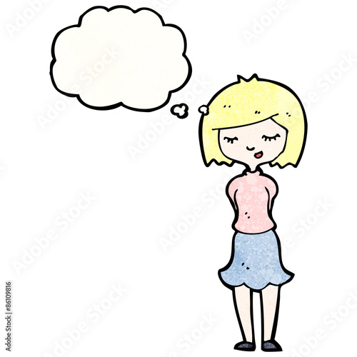 pretty shy woman cartoon