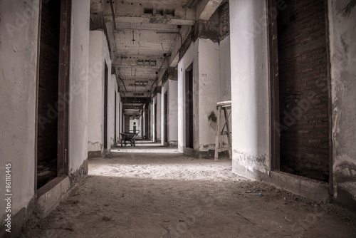 Inside of old abandoned building with construction unfinished