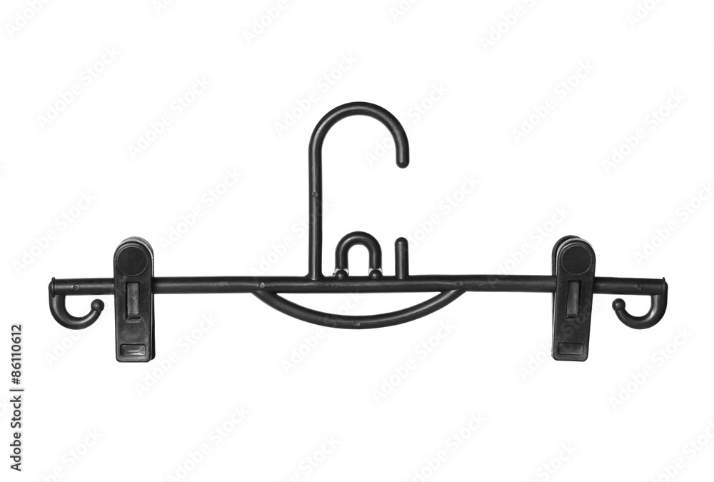 Clothes hanger with clips isolated on white background Clothes hanger with clips isolated on white background