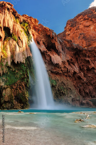 Havasu Falls at sunset  waterfalls in the Grand Canyon  Arizona