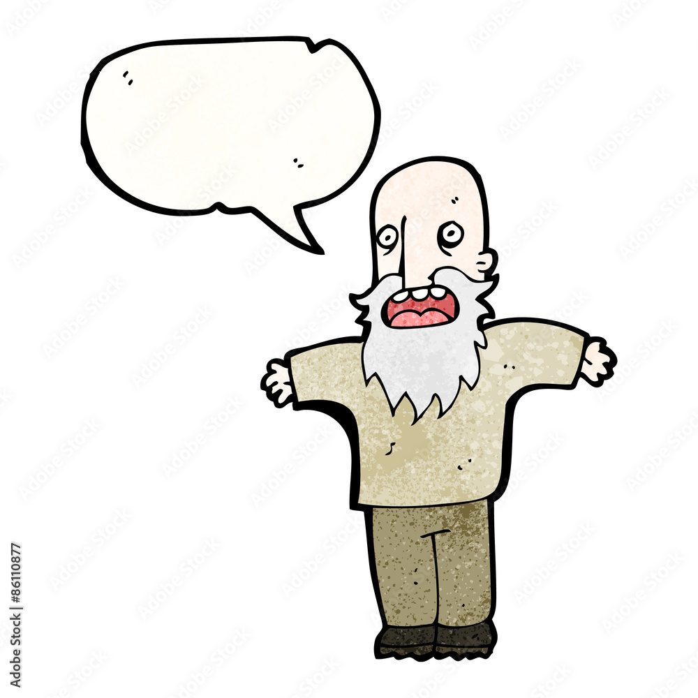 Obraz premium cartoon old man with speech bubble
