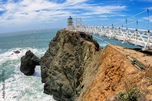 The bridge to Lighthouse on the rock, Point Bonita Lighthouse, San Francisco, California photo