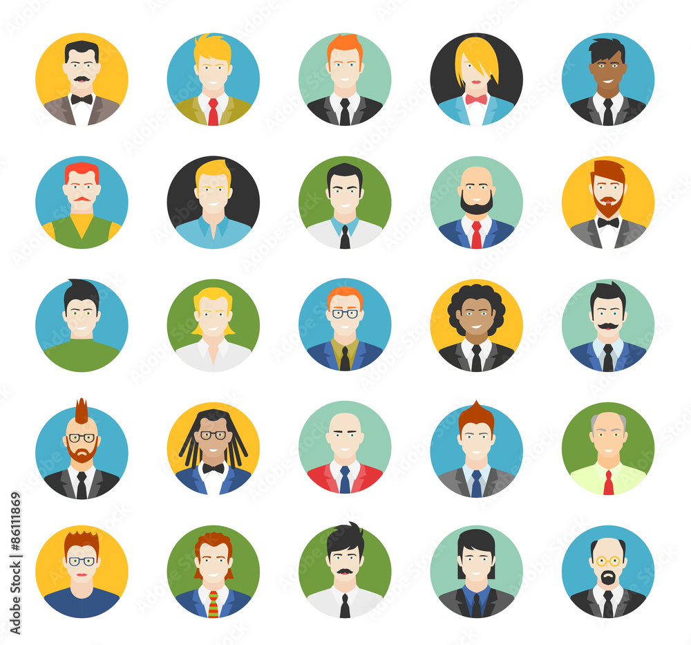 Set of avatars. Vector illustration, flat icons. Set of avatars. Vector illustration, flat icons.