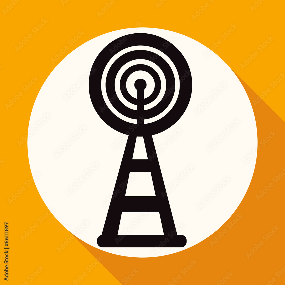 Wireless Icon on white circle with a long shadow Wireless Icon on white circle with a long shadow