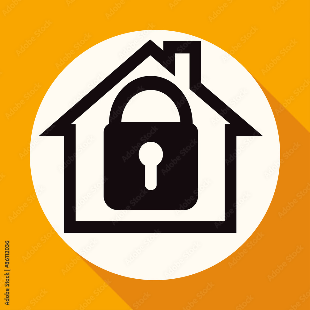 Icon house on white circle with a long shadow Icon house on white circle with a long shadow