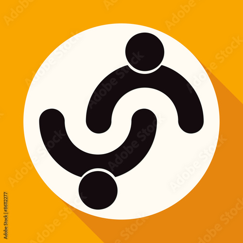 Hands Deal Design Icon on white circle with a long shadow