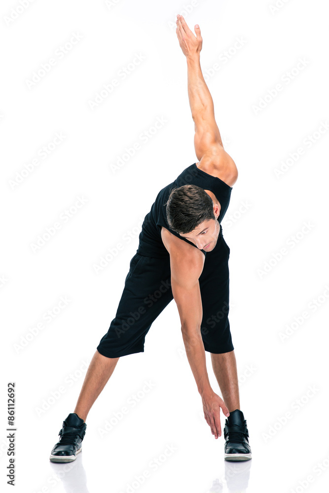 Fitness man doing exercises for warm up