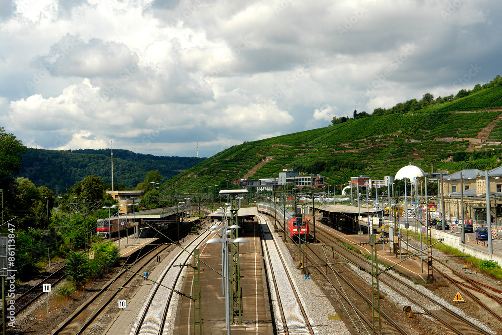 Railroad and trains of the city Esslingen am Neckar