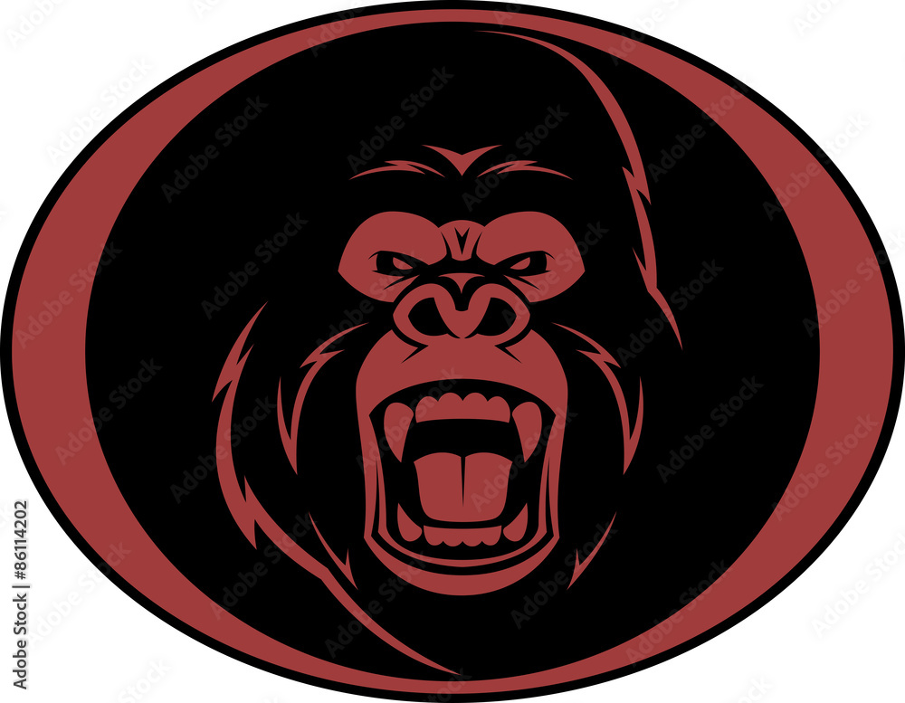 Naklejka premium Angry gorilla head