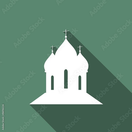Icon Orthodox Cathedral Church with a long shadow
