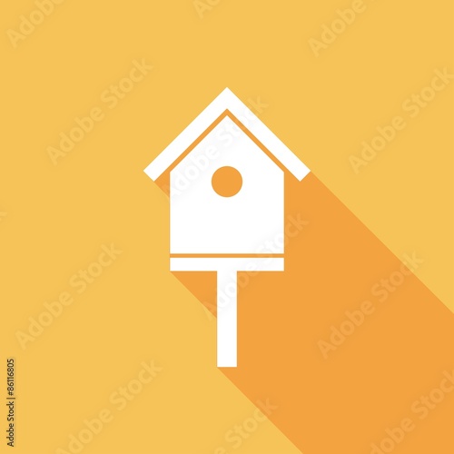 Icon bird-house with a long shadow