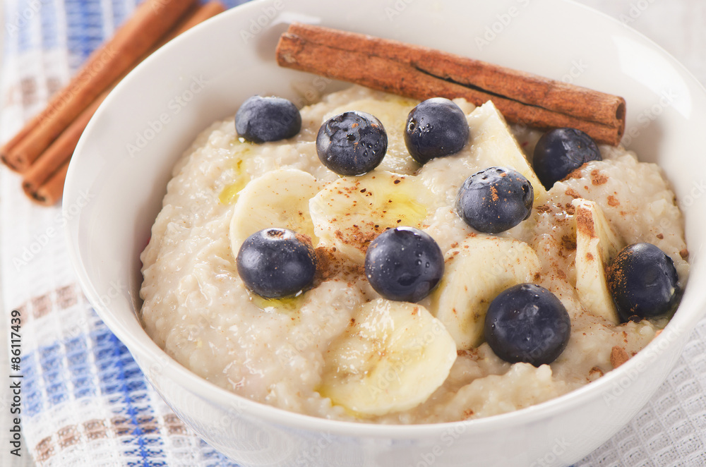 Oatmeal with fresh blueberries for Breakfast. Oatmeal with fresh blueberries for Breakfast.