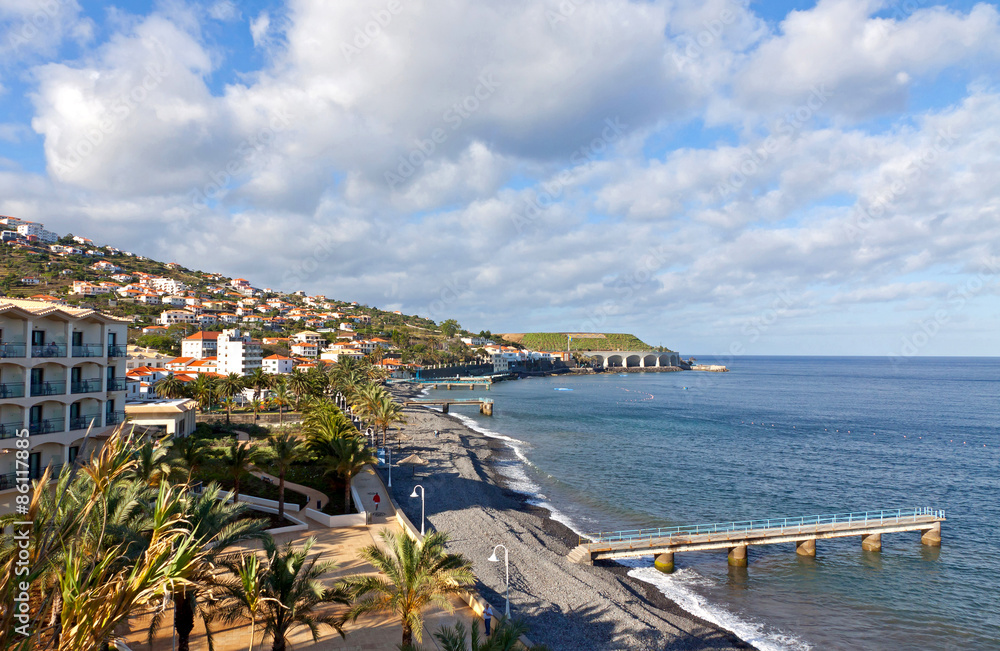 Beach in Santa Cruz, Madeira island, Portugal