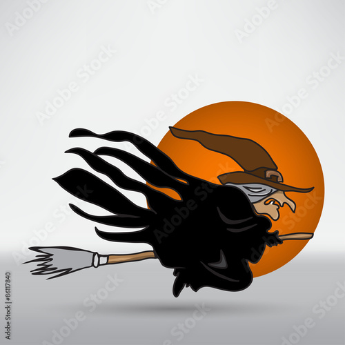 Witch flying on a broomstick