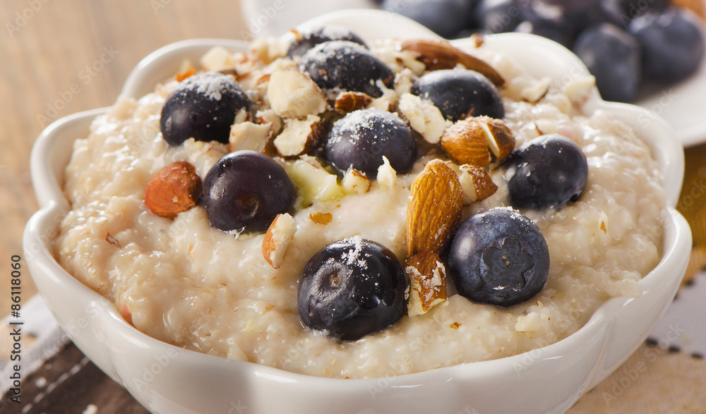 Oatmeal with blueberries for a Breakfast. Oatmeal with blueberries for a Breakfast.