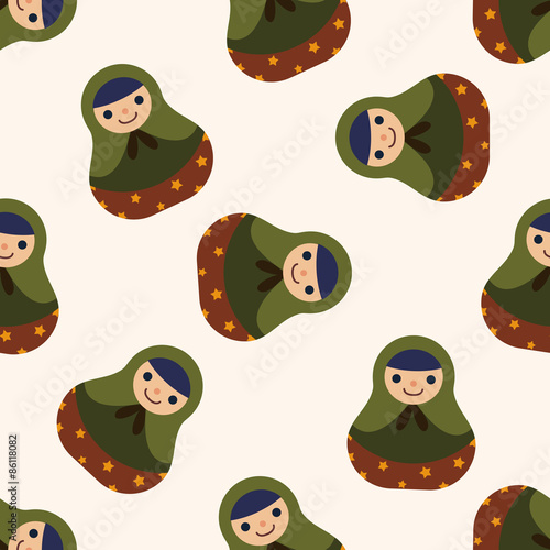 Matryoshka, Russian traditional wooden doll, fl,seamless pattern