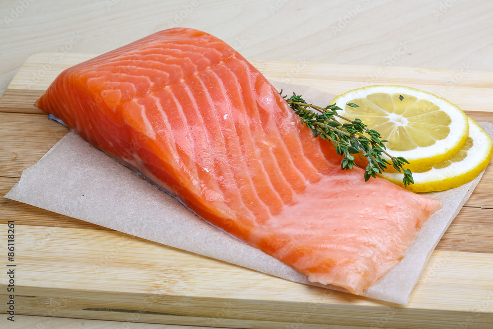 Salted Salmon on the wood background Salted Salmon on the wood background