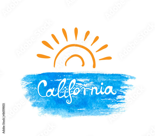 Hand-written word CALIFORNIA, lettering