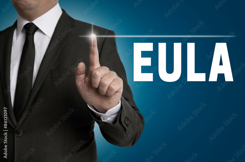 Eula touchscreen is operated by businessman Eula touchscreen is operated by businessman