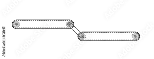 two connected conveyor belts with two cogwheels