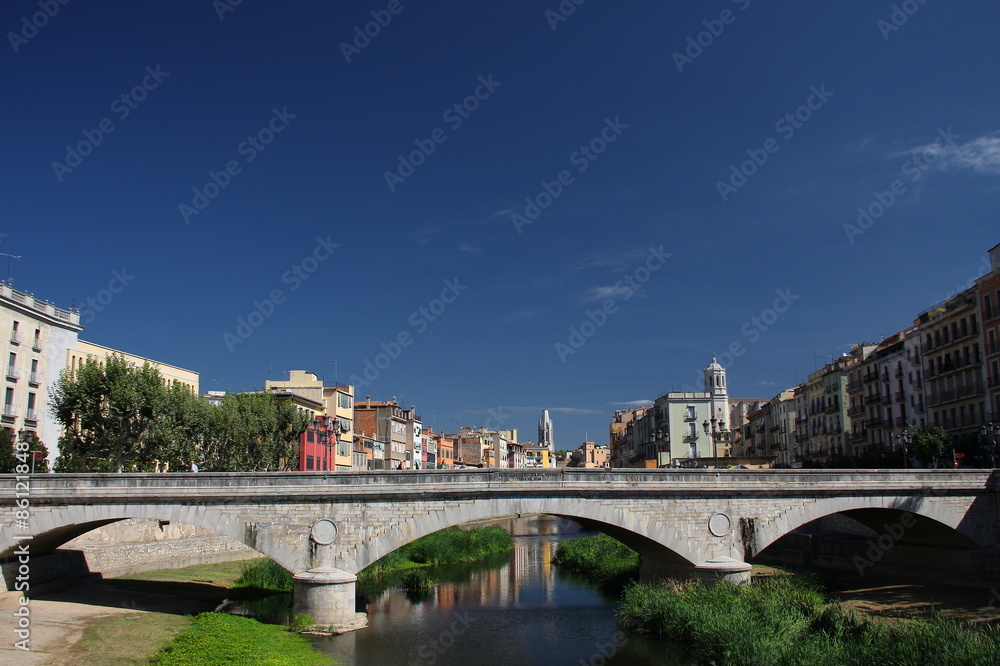 Old stone bridge in Girona,Spain