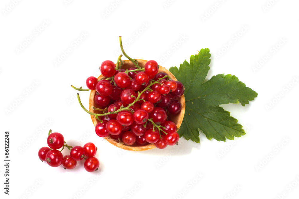 top tartlet filled with red currant with leaves top tartlet filled with red currant with leaves