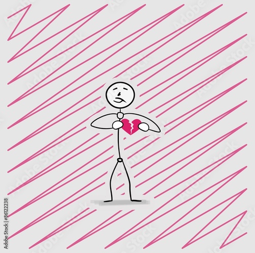 man tears his broken heart