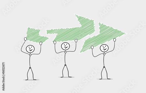 men and divided arrow