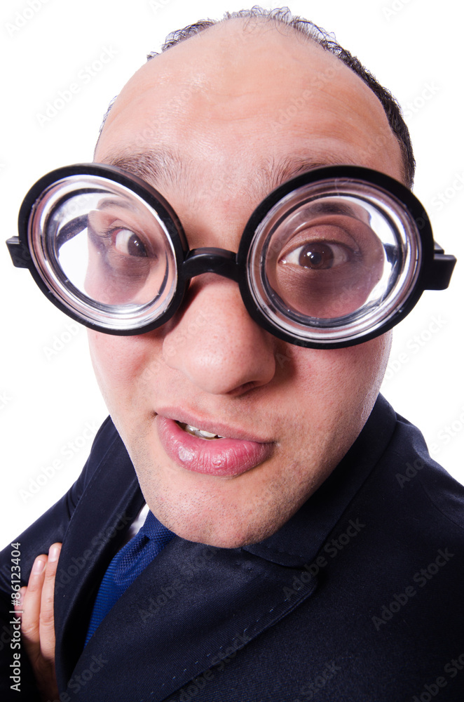 Funny man with glasses isolated on white Funny man with glasses isolated on white