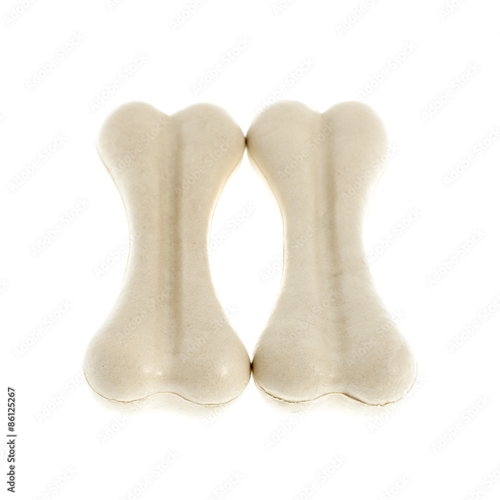 Two bones for dog (treat) isolated on white background