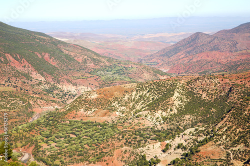 the    dades valley in atlas  africa ground  and red