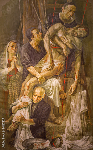 Rome - The modern painting of Deposition of the cross