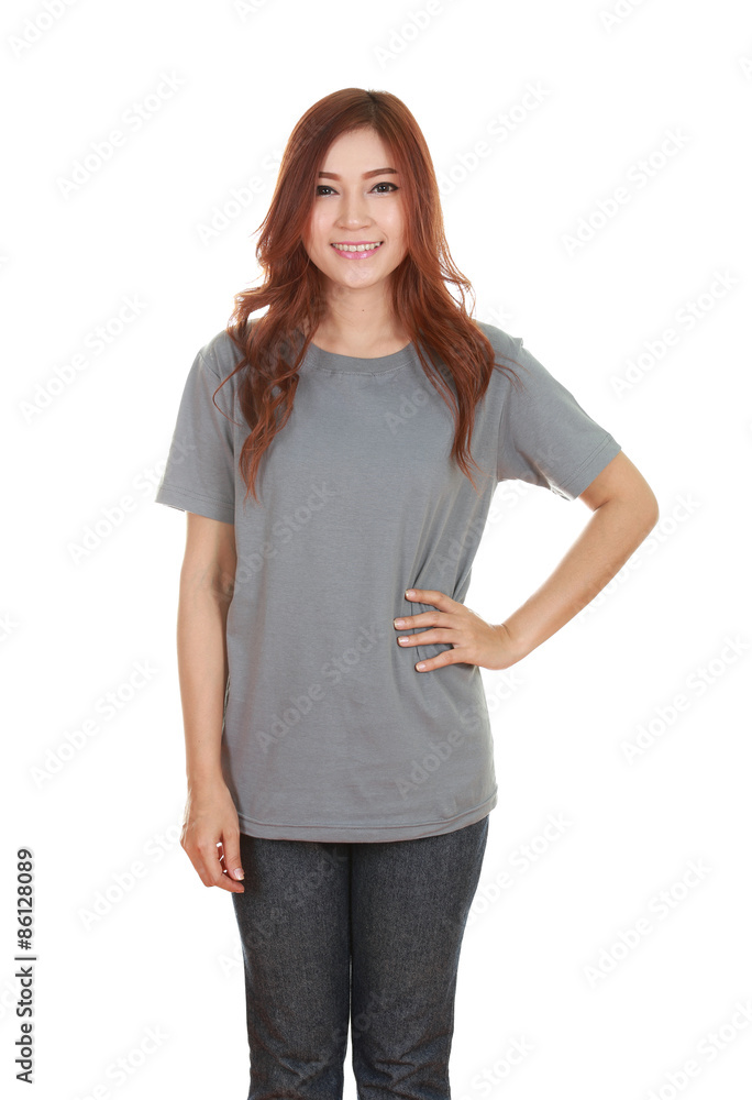 young beautiful female with blank t-shirt young beautiful female with blank t-shirt