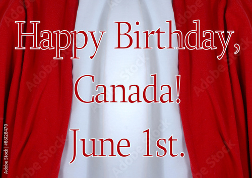 Draped fabric background in red and white wit Canada Day message