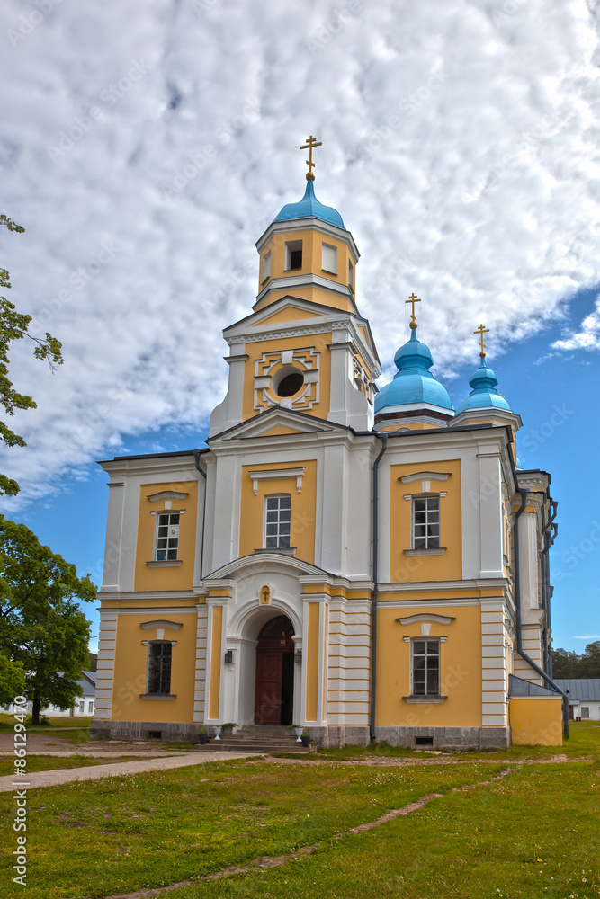 Konevsky Monastery on the island Konevets, Ladoga Lake, Russia