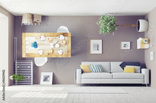 strange  interior. 3d concept