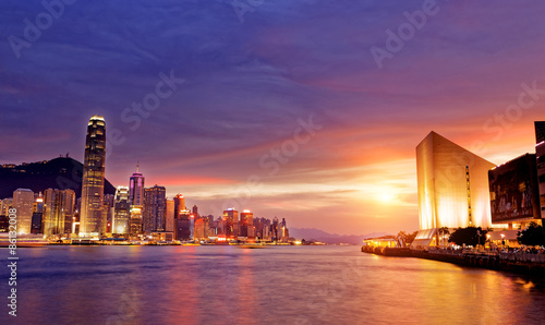 Beautiful HongKong cityscape at sunset