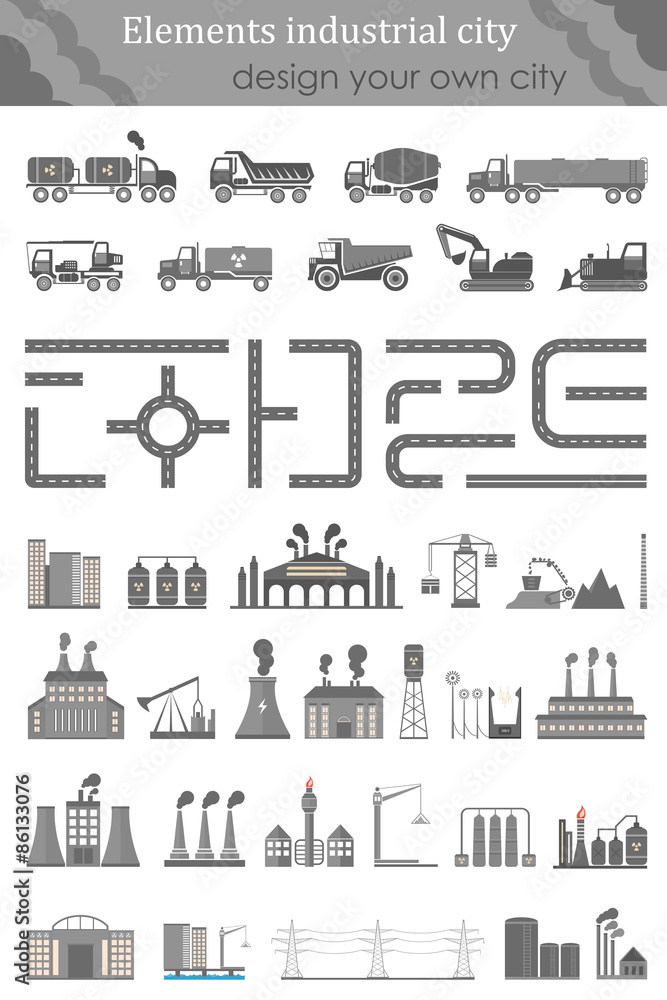 Vector set of maps for the industrial city
