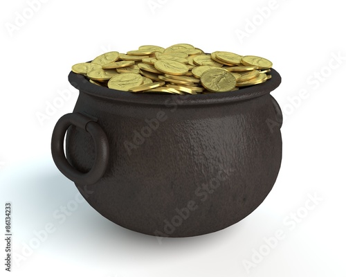 3d illustration of a pot of gold