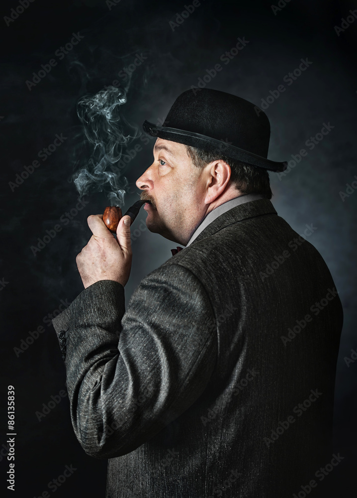 Retro man smoking a pipe Retro man smoking a pipe