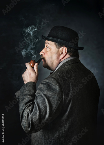 Retro man smoking a pipe