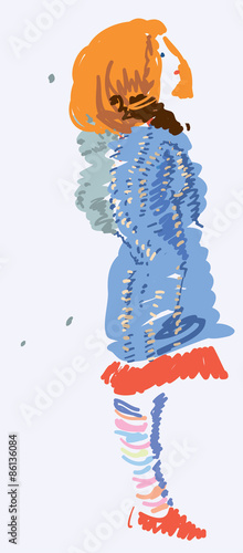 Simply Little girl in profile. Vector