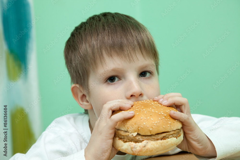 boy with burger