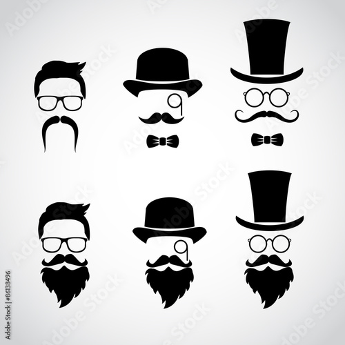 Retro gentleman icon set. Vector illustration.