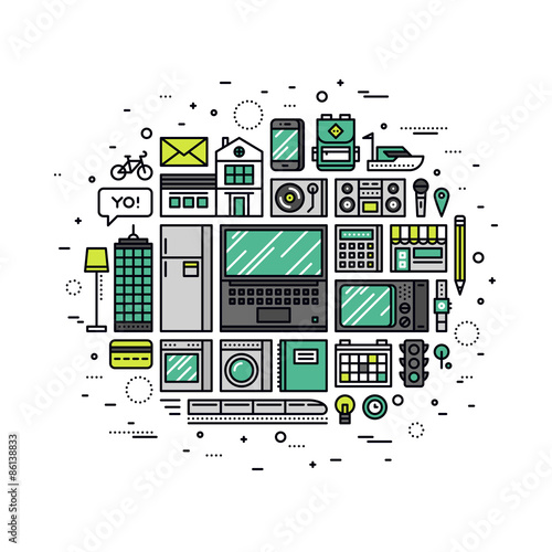 Internet of things line style illustration